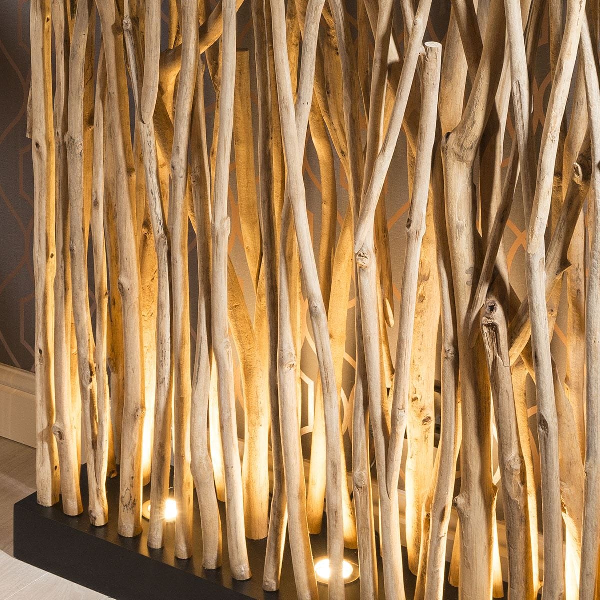 Quatropi Stunning Designer uplit natural driftwood halogen Floor Lamp 1m wide