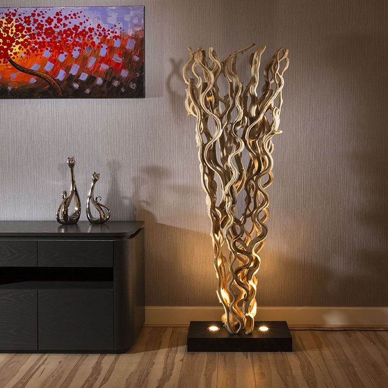 Quatropi Unique Modern Designer driftwood halogen Floor Lamp/Light white 1.75m